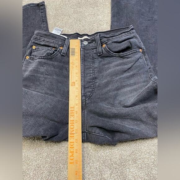 Classic Black Levi’s Ribcage Straight Ankle jeans 28x27 Highwaisted button fly - Picture 10 of 12